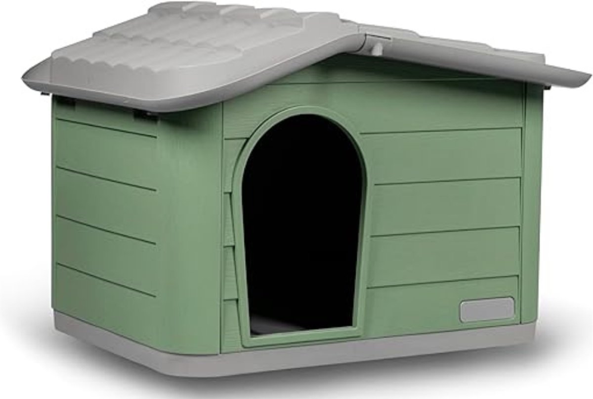 SCH® Hondenhok Buiten - Hondenhok - Grijs en Groen - 41cm x 60cm x 51cm
