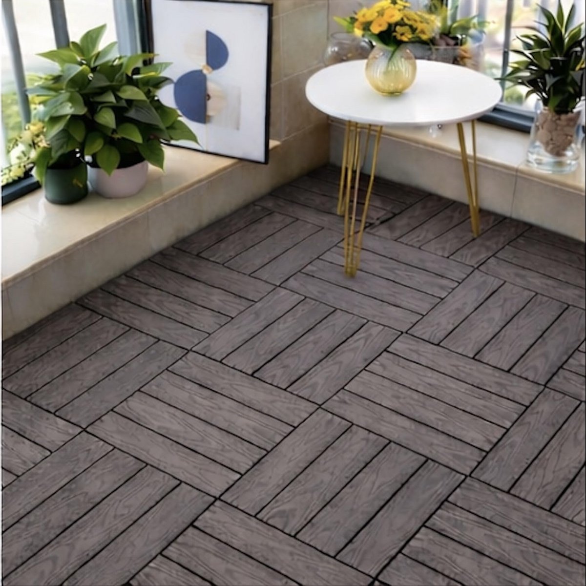 22x WPC Terrastegels Houtlook 30x30 cm - Kliktegels voor Balkon en Tuin