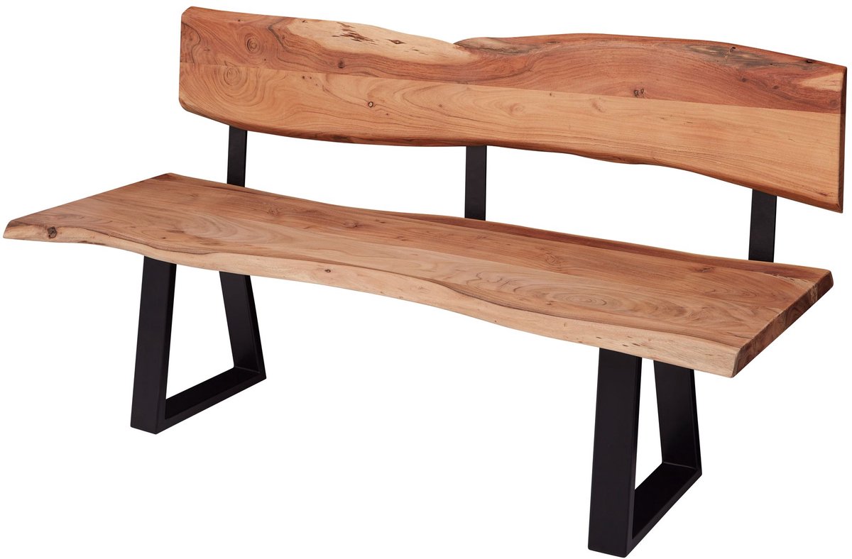 GAYA Eetkamerbank - Boomstam bank - Houten bank - Bruin Acacia - Modern design - Verstelbare rugleuning - Duurzaam en uniek