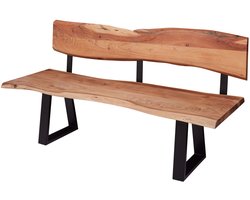 GAYA Eetkamerbank - Boomstam bank - Houten bank - Bruin Acacia - Modern design - Verstelbare rugleuning - Duurzaam en uniek