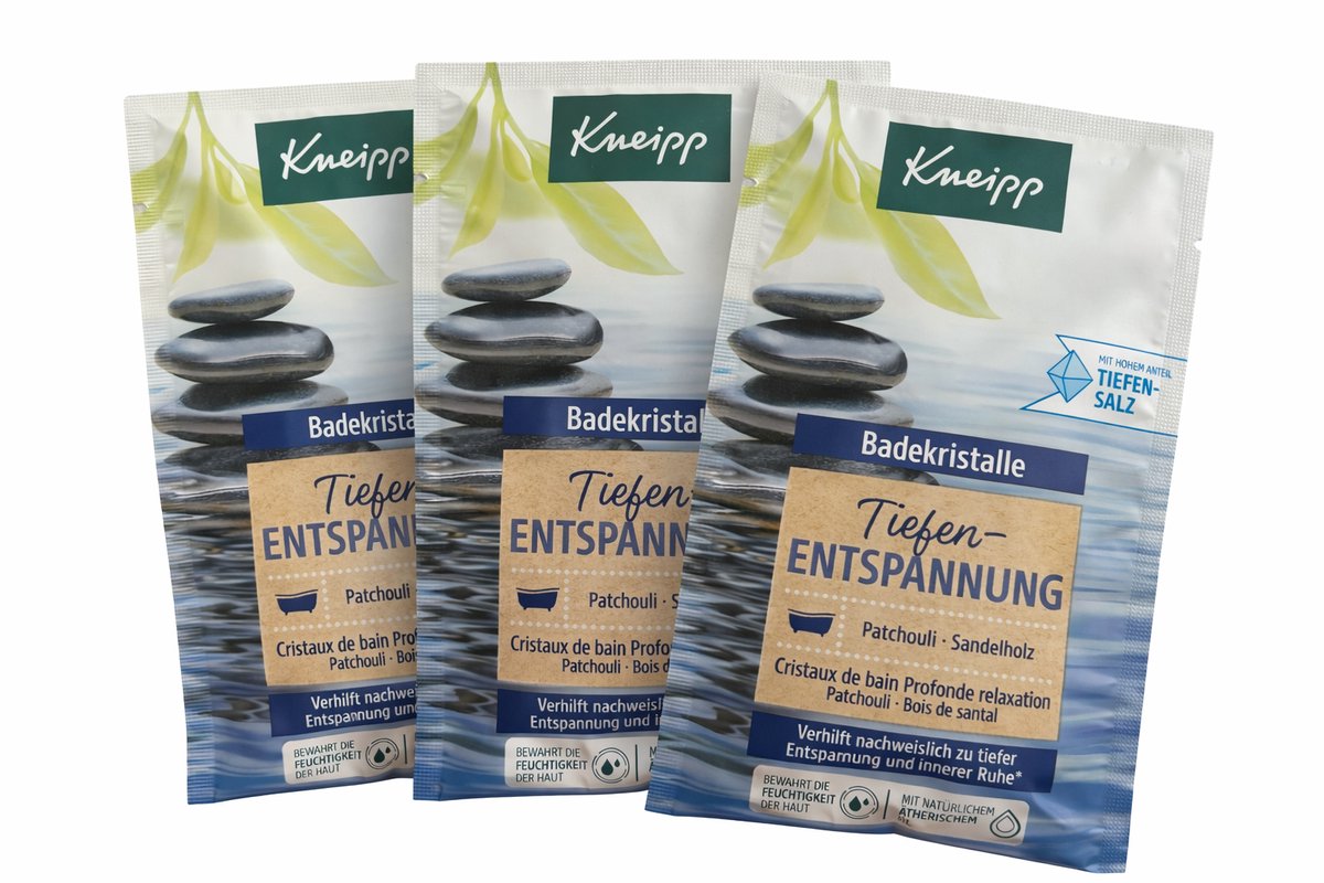 3x Bad kristallen diepe ontspanning - Patchouli en Sandelhout - Ontspannen - 3x Zakje 60gr