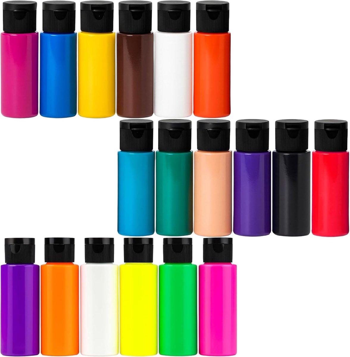 Südor Premium acrylverfset 18 x 60 ml , sterk gepigmenteerde, lichtgevende en dekkende kleuren, schilderverf voor kinderen en volwassenen, ideaal voor canvas, hout, steen, papier en gieten (6 neon of 18-delige combi-set)