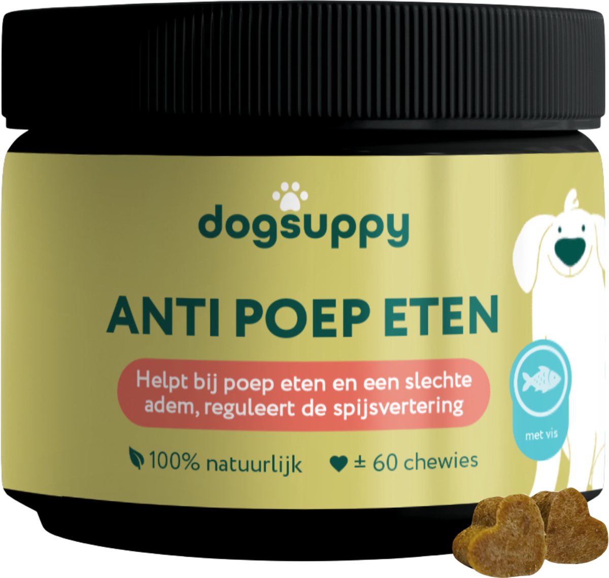 Anti Poep Eten - Helpt bij Poep Eten & Slechte Adem - 100% Natuurlijk - 60 heerlijke snoepjes - Coprophagia - Ontlasting Eten Afschrikmiddel - Ondersteunt Spijsvertering & Frisse Adem - Geschikt Voor Alle Honden