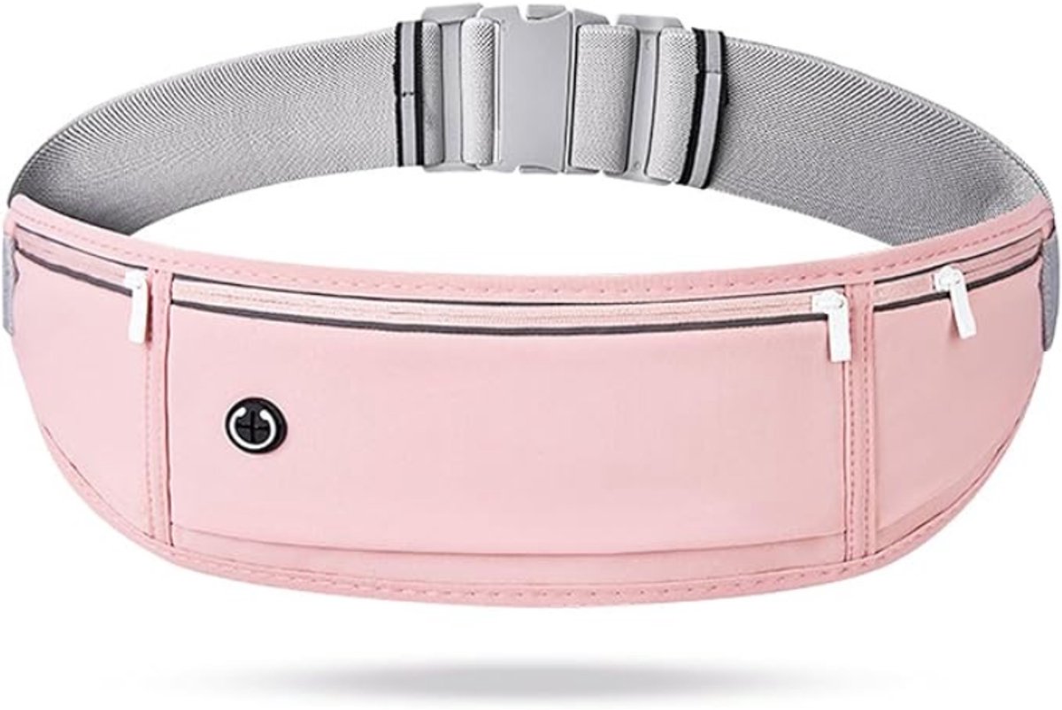 Running belt - flipbelt - hardloopriem telefoon - Hardloop riem - Ruime Opbergvakken voor Smartphone, Drinkfles of Powerbank - Reflectie Strip - 60 tot 120 cm - roze - van Imperatoris