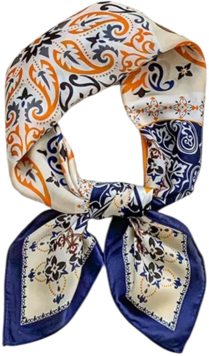 Dames Vierkante Sjaal voor Vrouwen Blauw | Youhomy accessoires sjaal 70x70cm Neksjaal Sjaaltje | Neksjaal zijde feeling | Valentijnscadeau vrouwen | Moederdag Cadeau| Stewardess Sjaaltje
