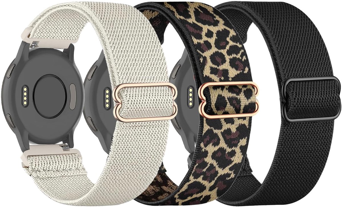 Allecto - Elastische Nylon Polsbanden voor Garmin Venu, Vivoactive, Forerunner 255S/265S, Venu 3S/Venu 2S, Vivomove 3S - Compatibele Afstandsbanden ..