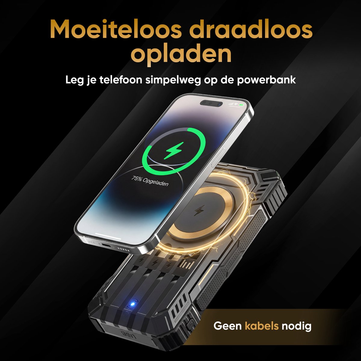 TIBA Golden Sound Solar Powerbank 20.000 mAh Draadloos Opladen - afbeelding 3