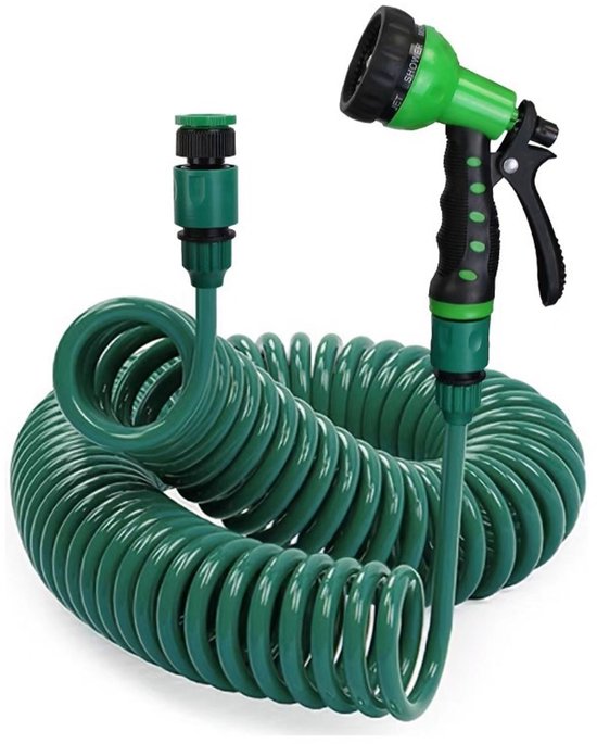 Spiraalslang Van 15 Meter Voor Het Bewateren Van Planten En Tuinen Met 7 Jet Typen Spiraalslang Van 15 Meter Voor Het Bewateren Van Planten En Tuinen Met 7 Jet Typen