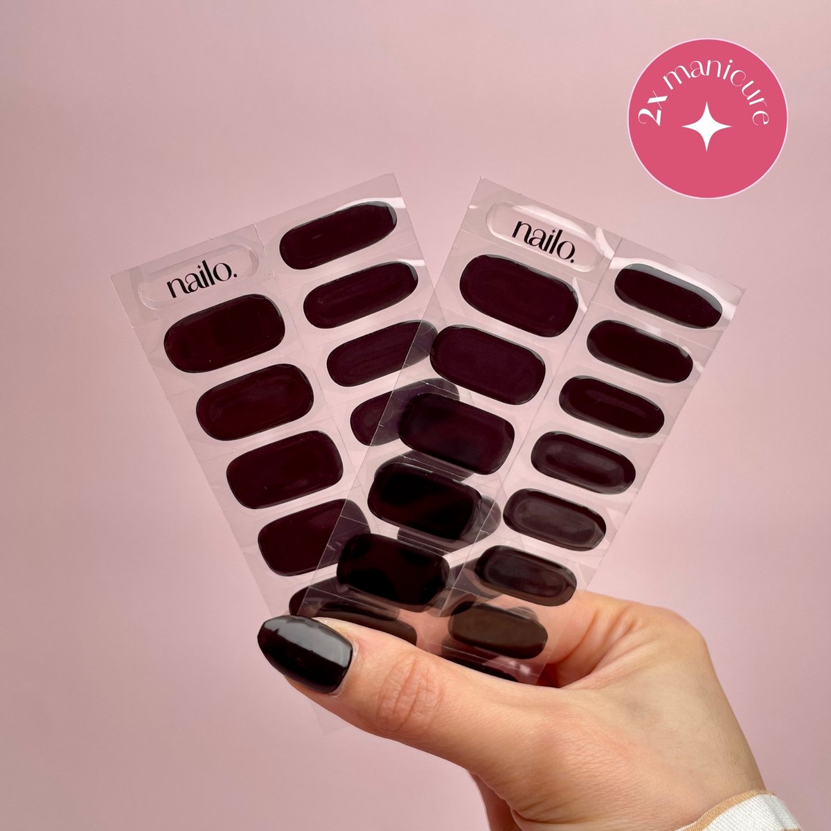 Nailo Gellak Stickers - Donkerbruin - Dark Mocha - Gel Nagel Stickers UV - 28 stuks - Gel Nail Wraps