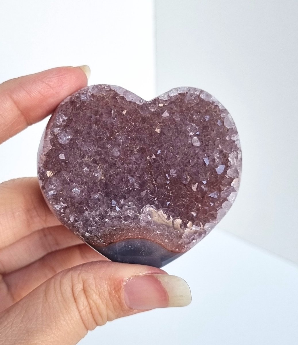 ThaleiaDesign - Amethist hart met agaat - Edelstenen en Mineralen - amethist - Spiritualiteit - Woondecoratie - valentijn - liefde - cadeau - valentijn cadeautje vrouw - moederdag