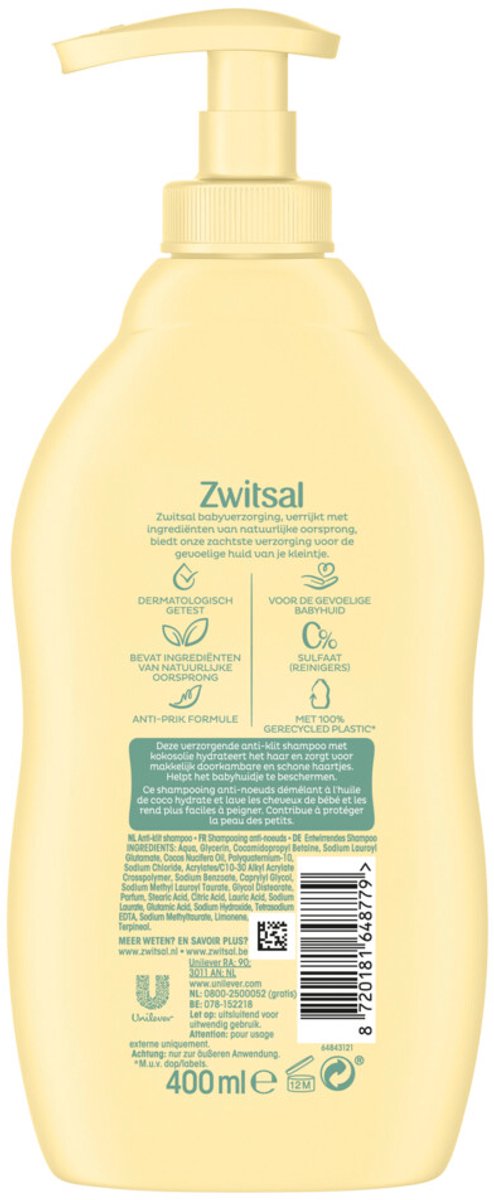 Zwitsal Shampoo Pomp - Anti-Klit 3 x 400 ml - Voordeelverpakking van Merkloos — afbeelding 5