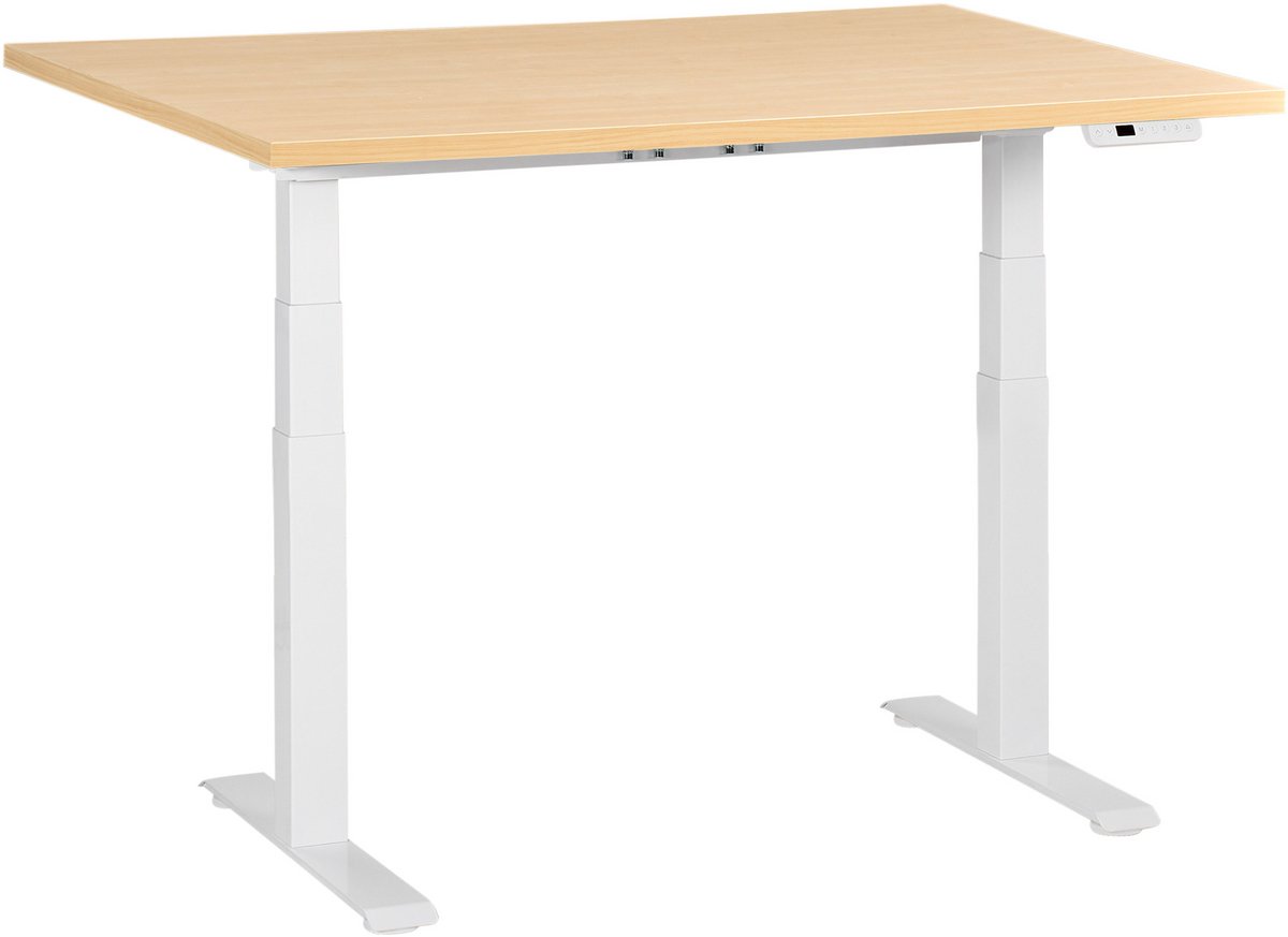 Beliani DESTINES - Elektr bureau - Wit/Lichtbruin - 120 x 60 cm - Vezelplaat