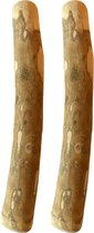 Boris & Lotje - Olijfhout kauwstaaf hond 100% natuurlijk maat XL, 25-32 cm - twee stuks - Olijfboom kauwstok