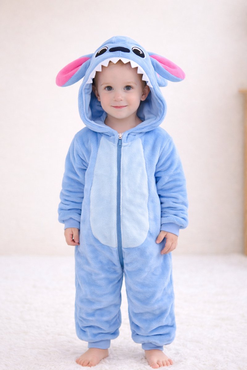Onesie Stitch | 2,5 - 4 jaar | 104 cm | Fleece | Warm | Carnaval | Kind | Verkleden | Jongens | Meisjes
