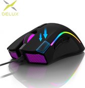 Delux M625 Gaming Muis - A3050 RGB Backlight - 4000 DPI - 7 Programmeerbare Knoppen - USB Wired Muizen - Game PC