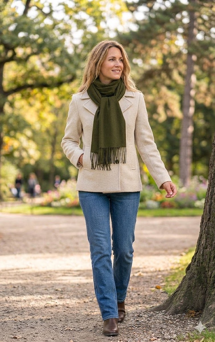 Sjaal - Cashmere - diep groen - wol - sjaal - kado dames- kado heren - unisex sjaal - najaar -