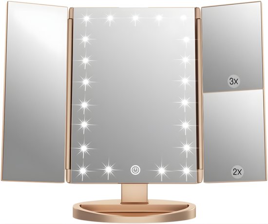 DnA® Vanity Spiegel - Hollywood Spiegel - Bright Beauty Vanity Makeup Spiegel - Goud - 28cm x 18cm x 7cm