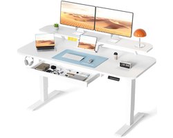 NordHaus Staand Bureau Elektrisch Verstelbaar - Zit-Sta Bureau met 3 Geheugenstanden - Lade en 120x60 cm Werkblad
