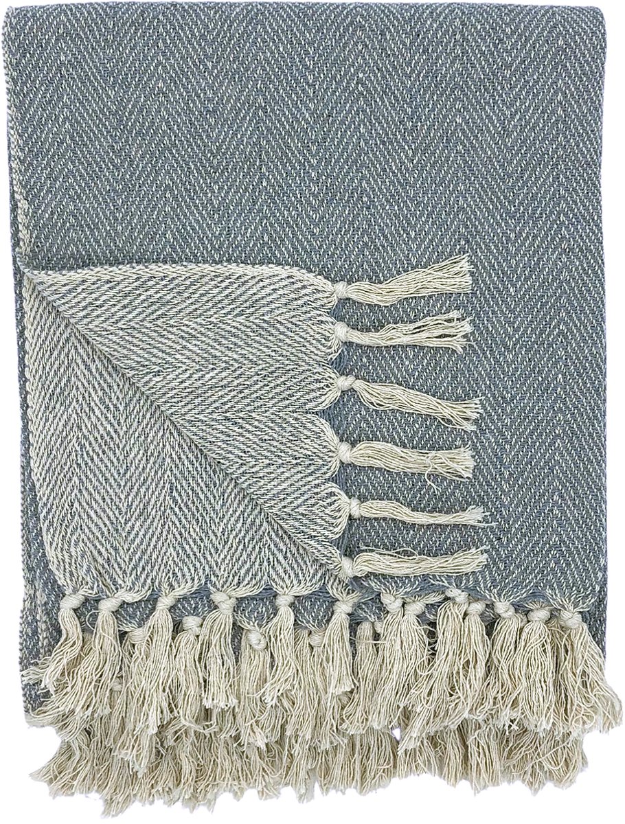 Lavandoux - Geweven Plaid - Woven Throw - Katoen - 125 x 150cm - Grijs