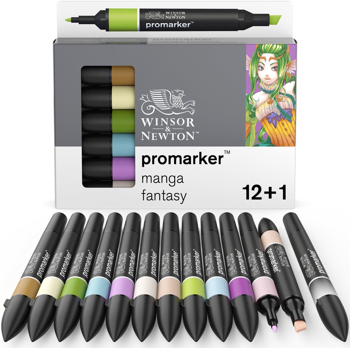 Winsor & Newton 0290142 Promarker™ 12+1 Manga Fantasy | Professionele layoutmarkers & alcoholmarkers