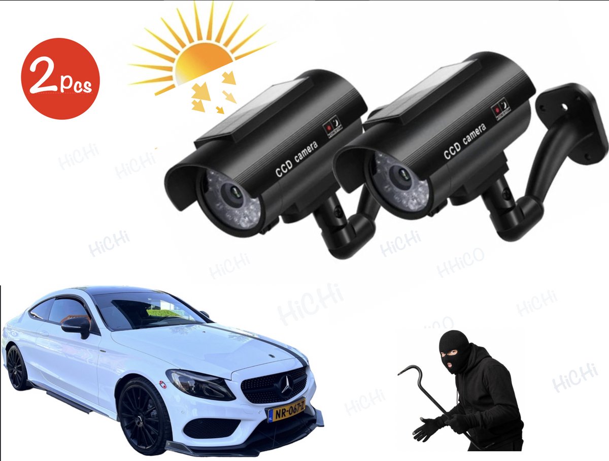 Dummy Camera - Beveiligingscamera buiten en binnen – Buitencamera - Fake camera – Beveiligingscamera indicator voor binnen en buiten 2STUKS