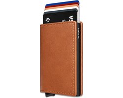 The Verge® Slim Pro - Pasjeshouder Uitschuifbaar - Kaarthouder - Pasjeshouder Mannen & Vrouwen - RFID Creditcardhouder - Pashouder - 6 - 10 pasjes - Bruin Leer - Cadeau Man & Vrouw