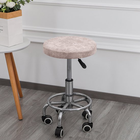 Covers by Ralfos* Housse de Tabouret Beige Élastique | Aspect Cuir Luxe, Housse de Chaise Extensible pour Tabourets | Protection contre l'Usure et les Taches, Lavable en Machine | Housse de Tabouret | Housse de Tabouret Ergonomique