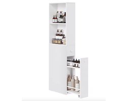J&R Badkamerkast - Badkamer kast - Kast - Opbergkast - Vakkenkast - Lades - Verstelbare planken - Hout - Wit