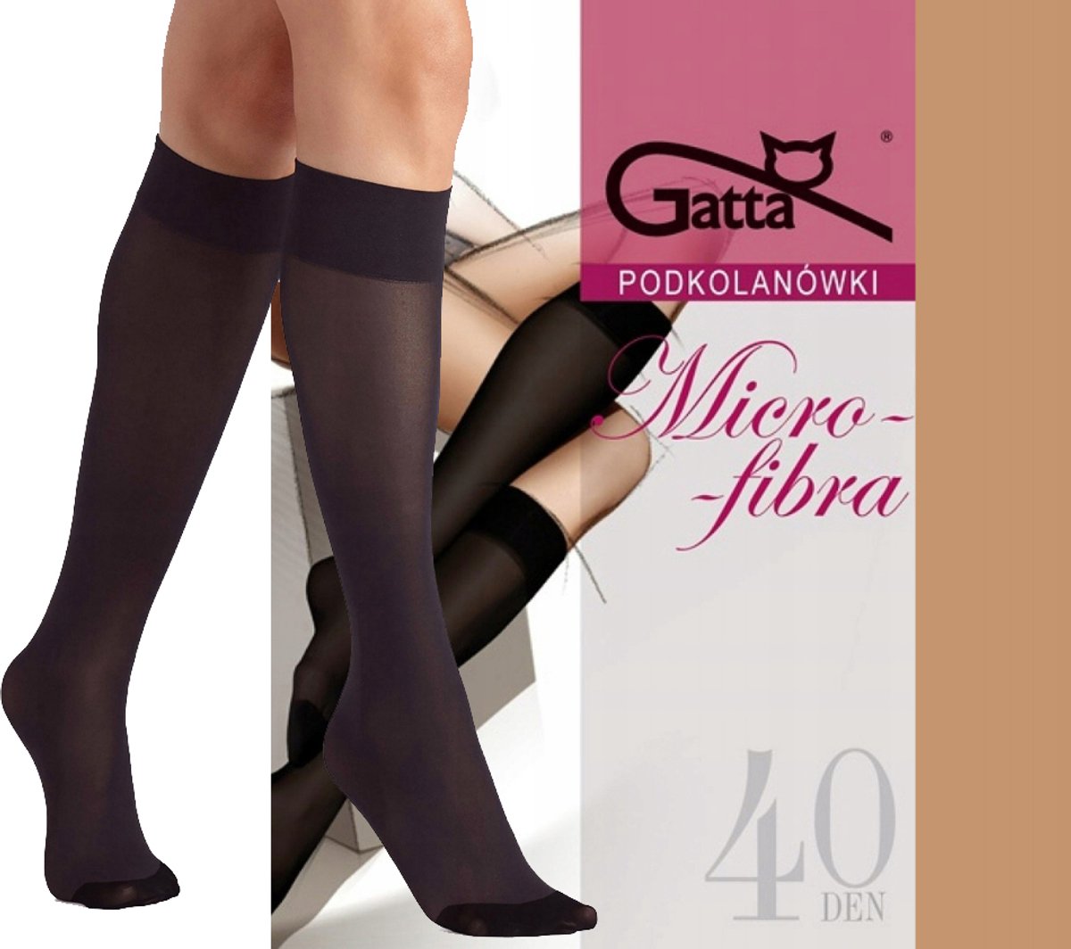 GATTA – Kniekousen Dames – One Size – (1 paar) – 40 Den – Drukvrije Kniesokken – kleur Toffe ( warm karamelbruin )