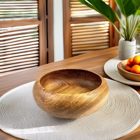 Cantika Living-Large Rounded Bowl-Salade-of-Fruitschaal-Teak | bol