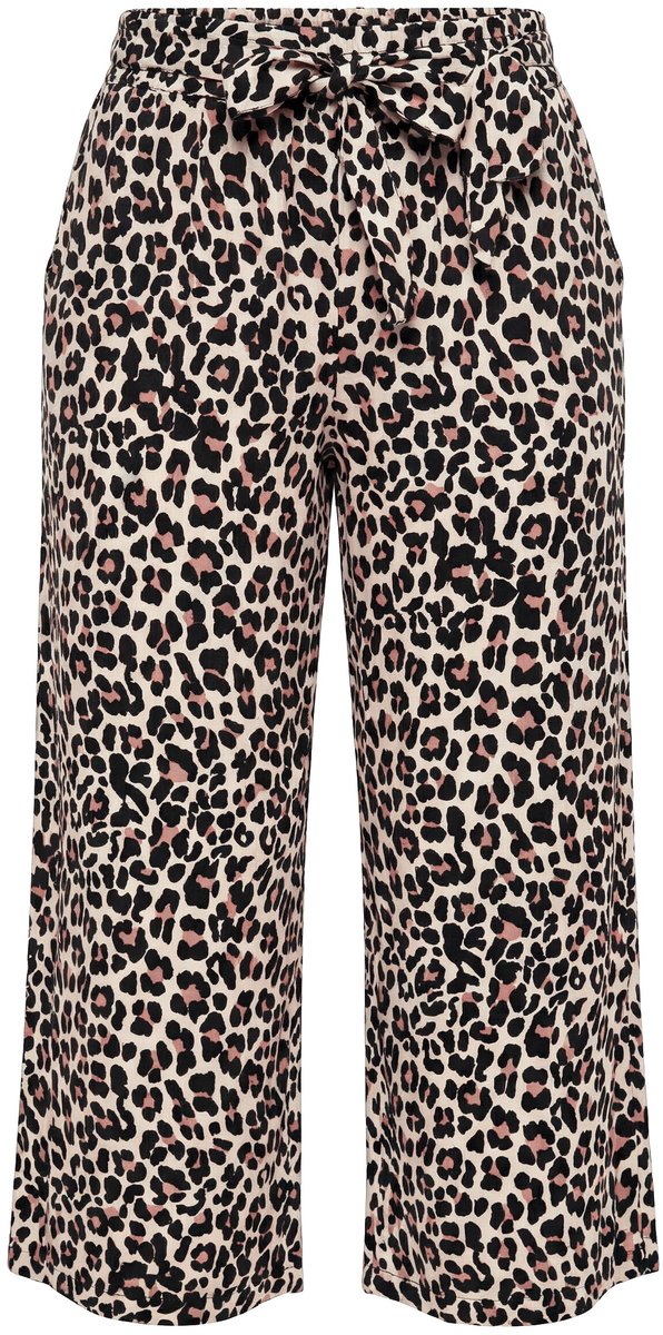 MIAMODA - Dames - Culotte wijde pijpen luipaardpatroon elastische tailleband - Vanille - Maat 58