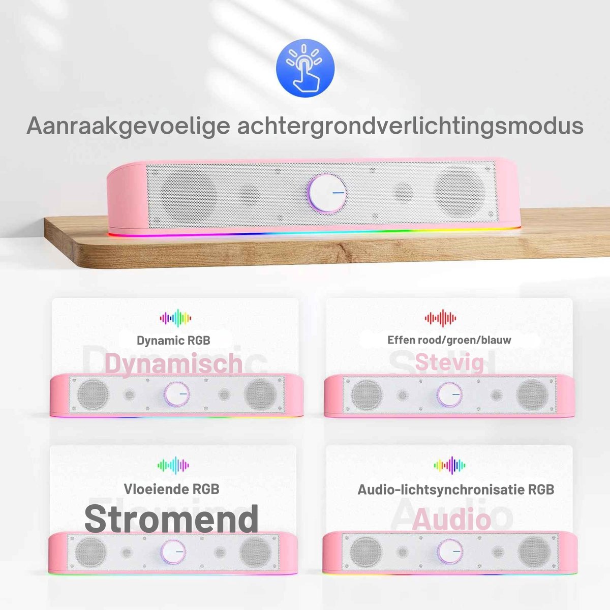 Redragon GS560 RGB Soundbar 2.0 PC Speaker met Dynamische Verlichting - afbeelding 3