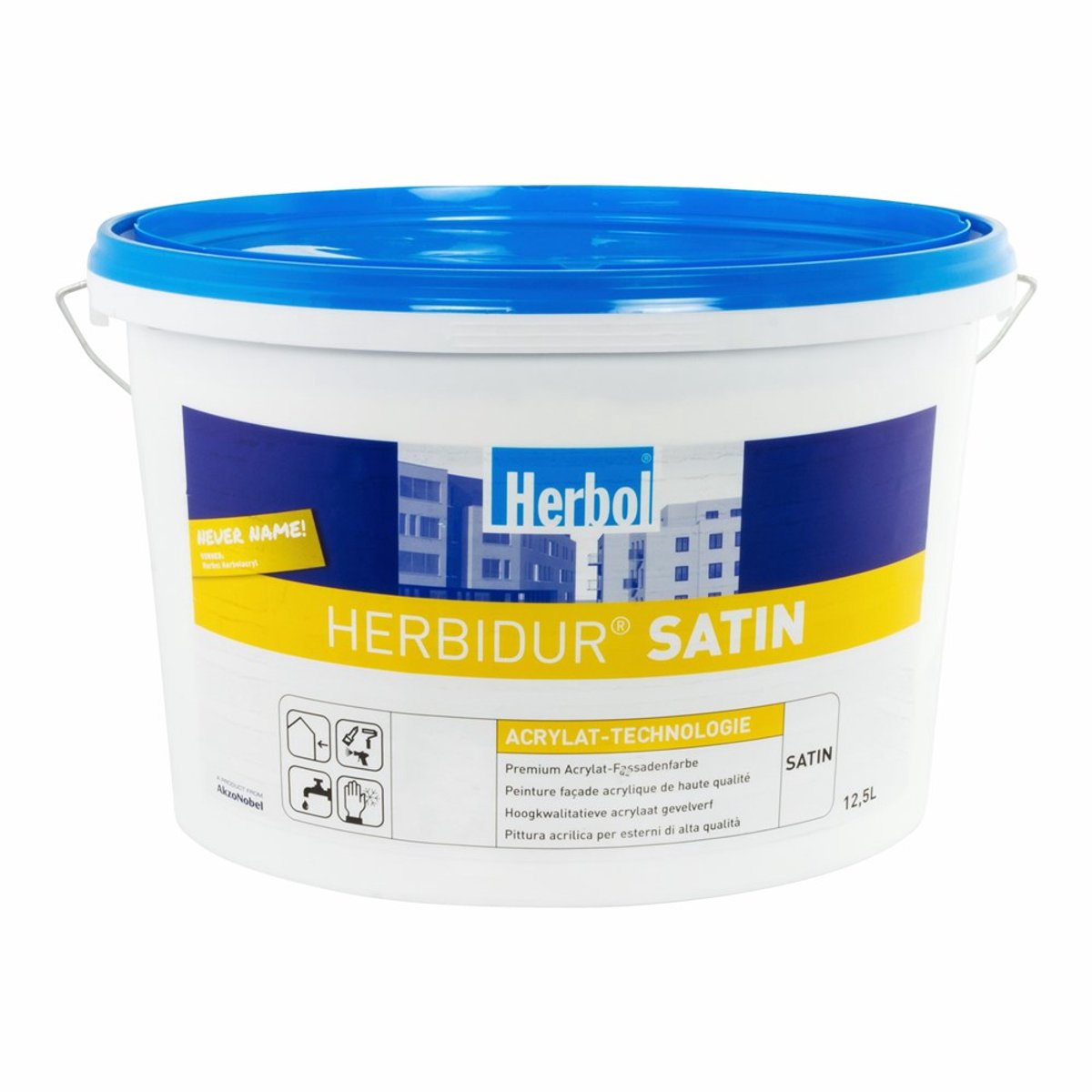 Herbol Herbidur Satin - Topkwaliteit zijdeglans gevelverf op watebasis - 12.5 L - RAL 9010 Pure White ( gebrokenwit)