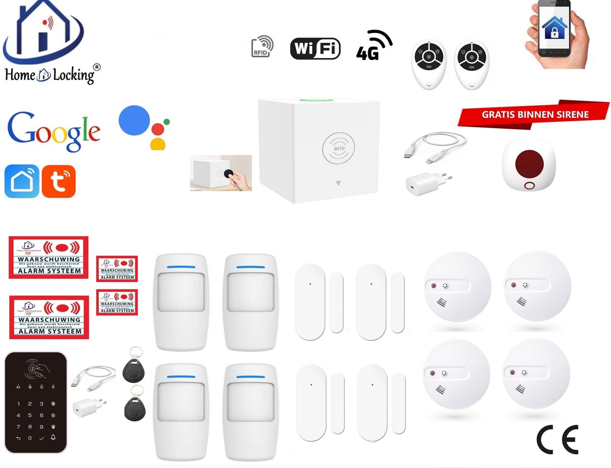 Draadloos beveiligingsbox werkt met wifi en met spraak gestuurde apps. ST01C-16