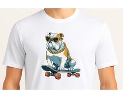 Bulldog Skateboarding - T Shirt - Cute - Sarcastic - GoodVibes - Sarcasm - Funny - Gift - Cadeau - Sarcastisch - SarcastischeVibes - schattig - lief - feelgood - Dog - Hond