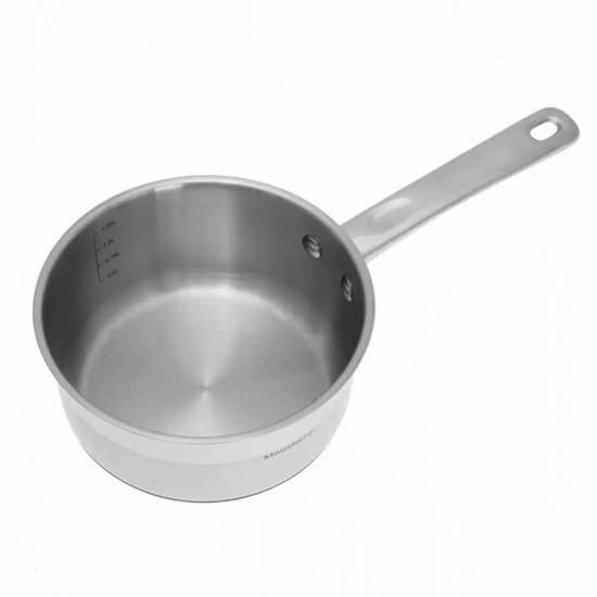 RVS steelpan met een 16cm doorsnede, met maatverdeling tot 1.25L.