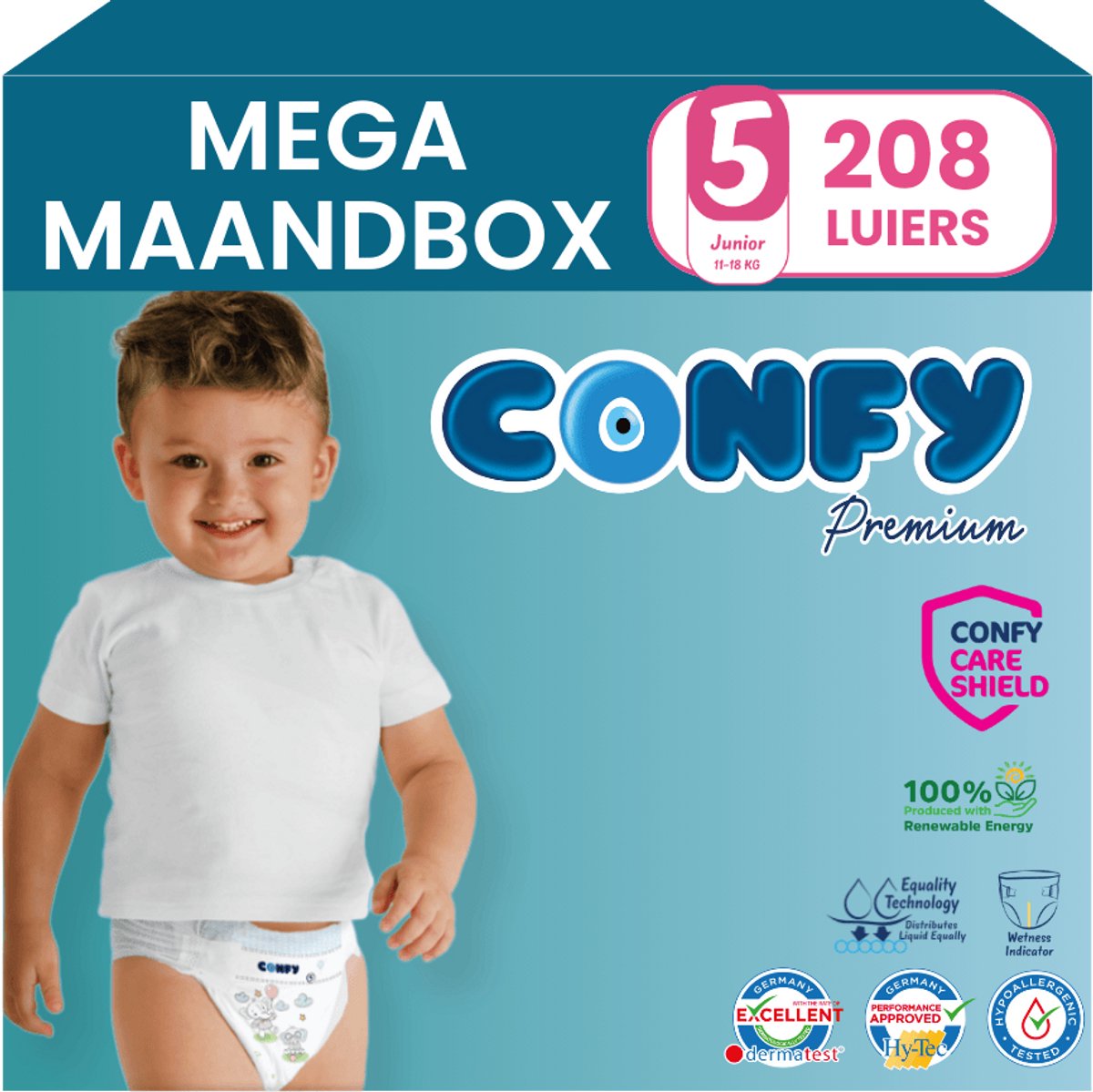 Confy Premium luiers maat 5 | 208 stuks