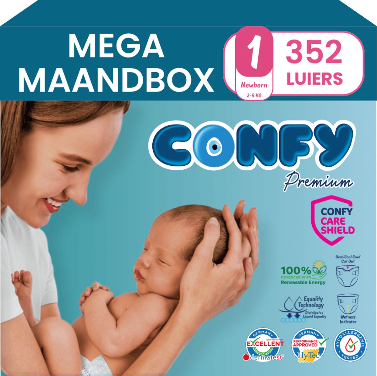 Confy Premium luiers maat 1 | 352 stuks