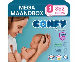 Confy Premium - Luiers Maat 1 (2-5kg) - 352 Luiers - Mega MaandBox