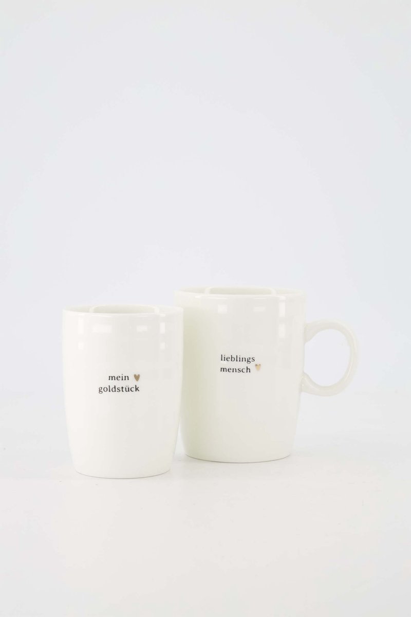 Zusss Cadeauset - Koffiemok En Theemok Mein Goldstuck - Verjaardag - Cadeau Dames Keramiek Wit / Zwart