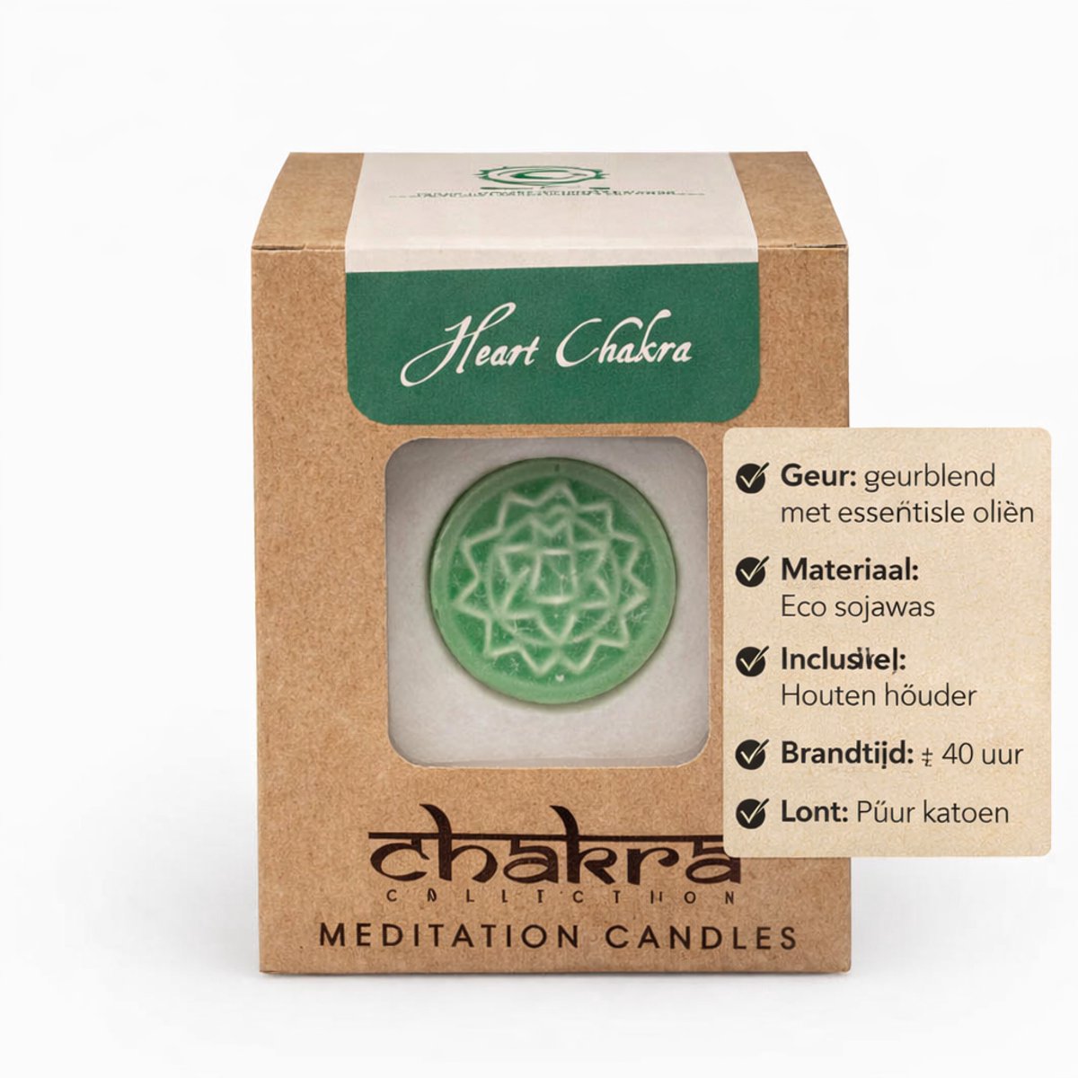 Chakra 4 Kaars – Hartchakra Sojakaars – Heart Chakra Meditatie Kaars Groen – Liefde & Balans