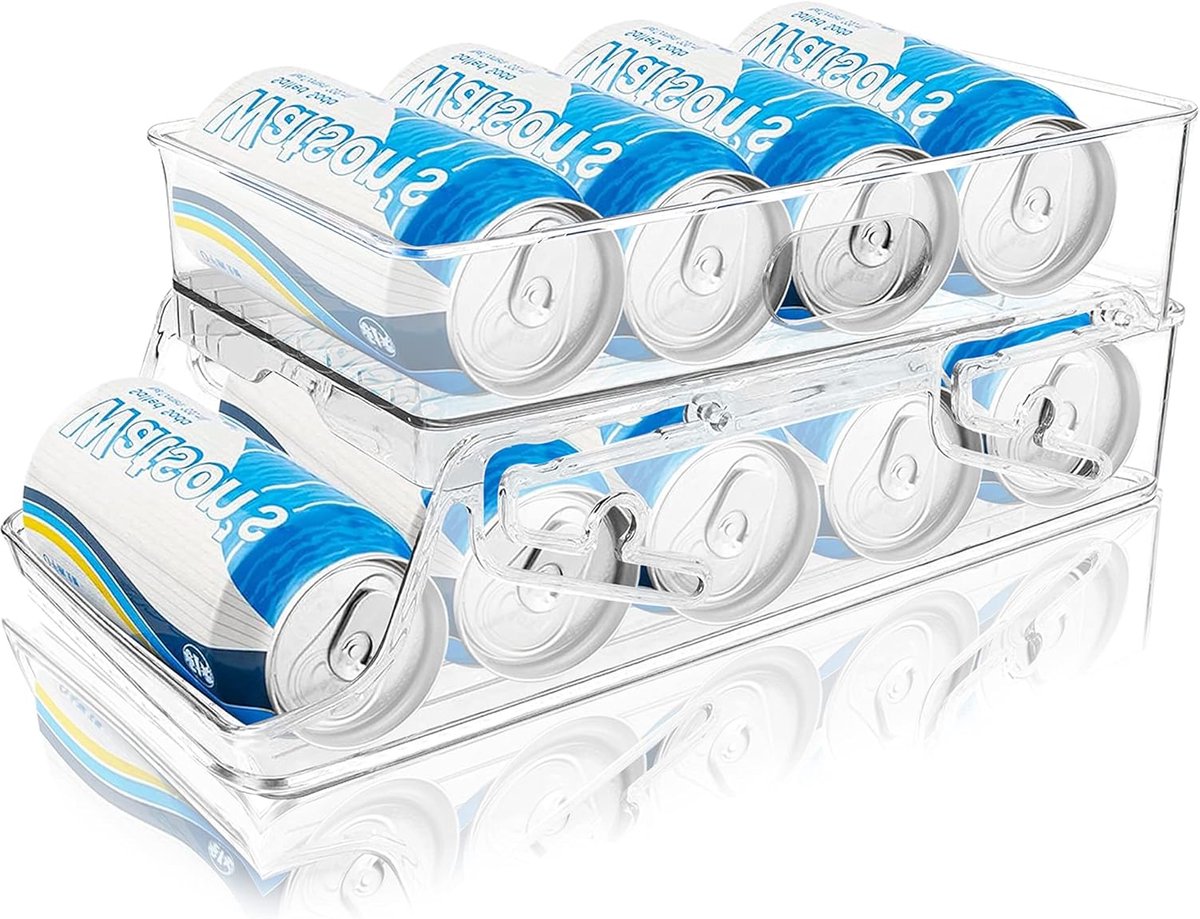 Famanu – Transparante automatische blikjesdispenser voor koelkast en keuken, rollend ontwerp