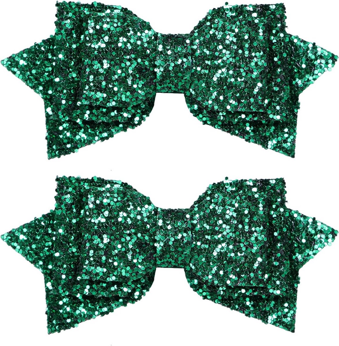 Grote Glitter Haarstrikken 10cm - Groen en Kleurrijk voor Kinderen en DamesAccessoires