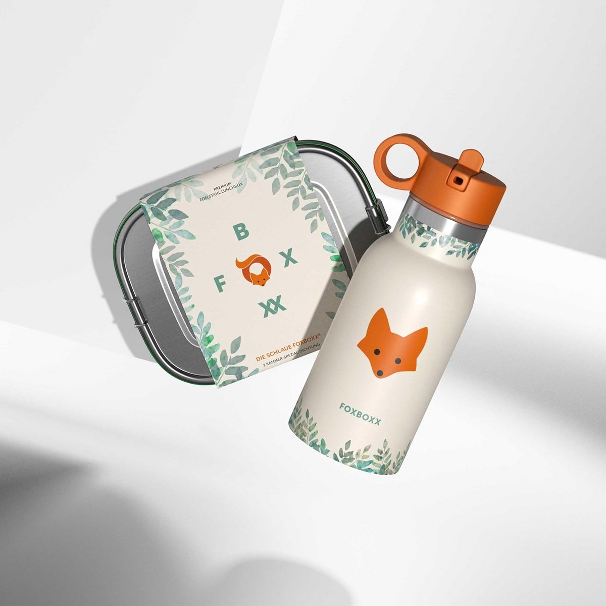 Kinderset Broodtrommel RVS en Geïsoleerde Drinkfles Lekvrij en BPA-vrij