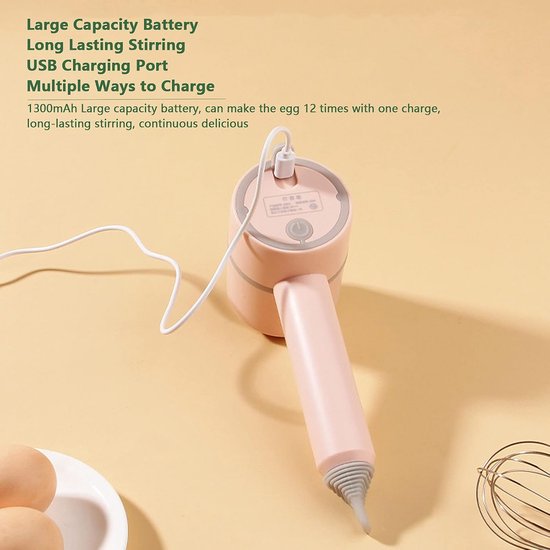Draadloze Handmixer Elektrisch met 3 Snelheden en 2 Accessoires van Merkloos — afbeelding 2