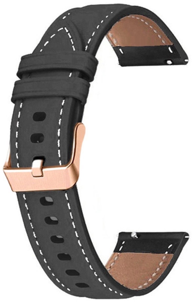 Go Go Gadget - Smartwatch bandje - Geschikt voor Garmin Venu 2s/3s, Vivoactive 4s, Forerunner 255s/265s, Huawei Watch GT 5 Pro/5/4 - 42mm/41mm - Rose goude gesp - Zwart