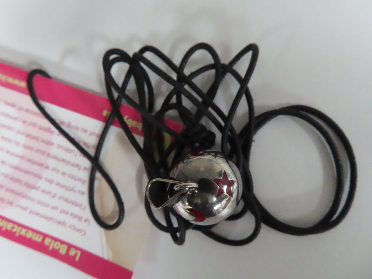 Babylonia - Bola Musical - Zwangerschapsketting ( Koord ) - Zilver - Ster / maan rood