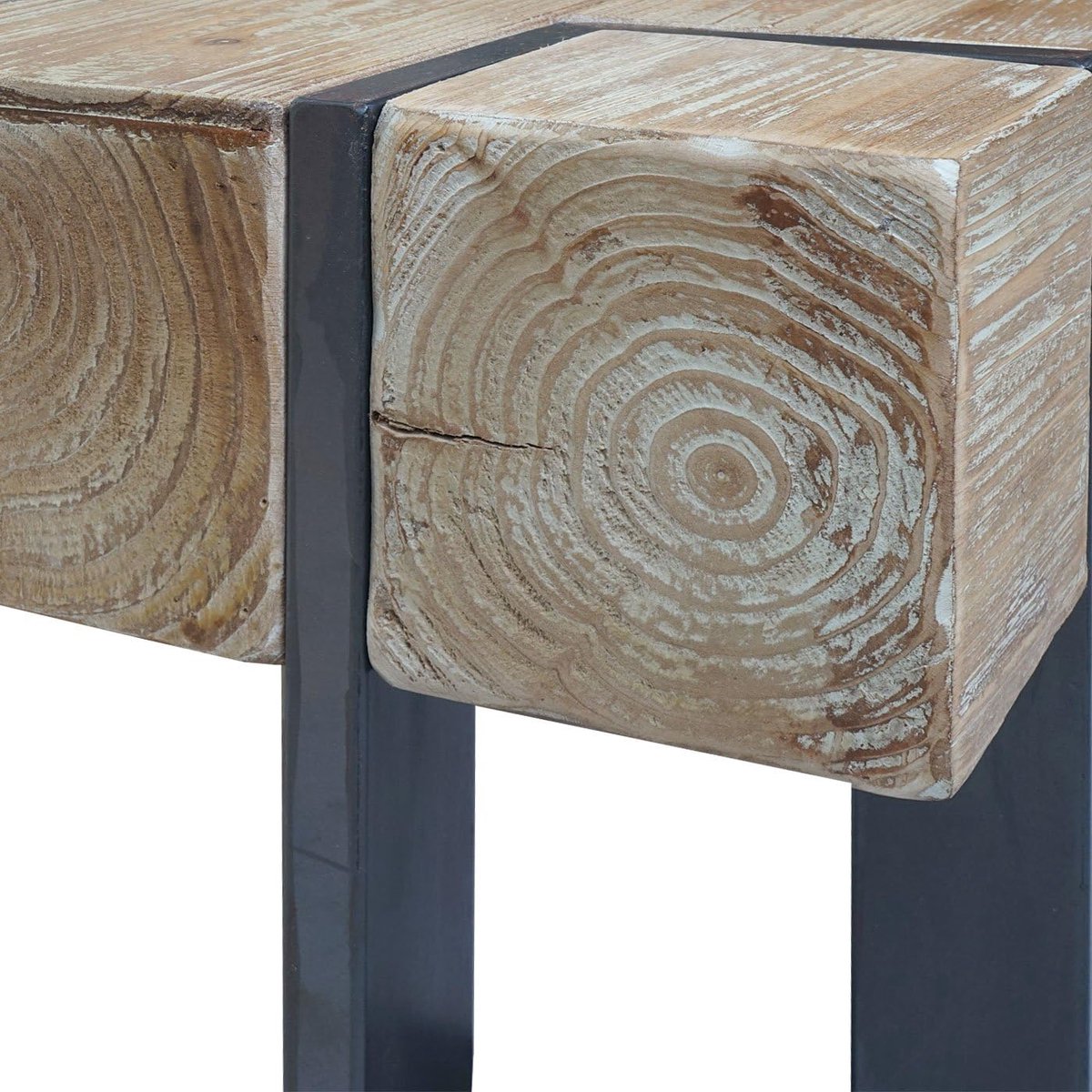 Salontafel 70x70x40 cm Massief Hout met Metaal – Industriële Vierkante Coffeetable van Dennenhout – Moderne Woonkamertafel – Pauwhome