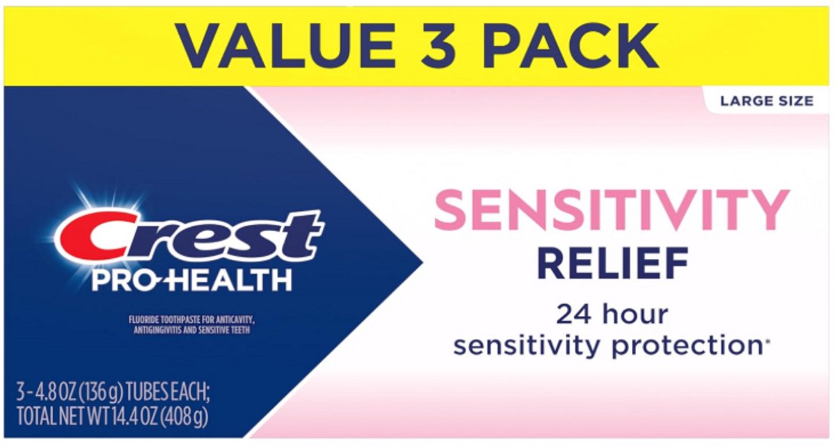 Crest Sensitivity Tandpasta 3-Pack – Verlicht Tandgevoeligheid, Versterkt Tandvlees & Beschermt tegen Gaatjes