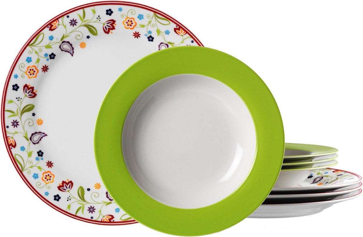 8-delig Servies Set Doppio Shanti - Porselein Groen Diner Set